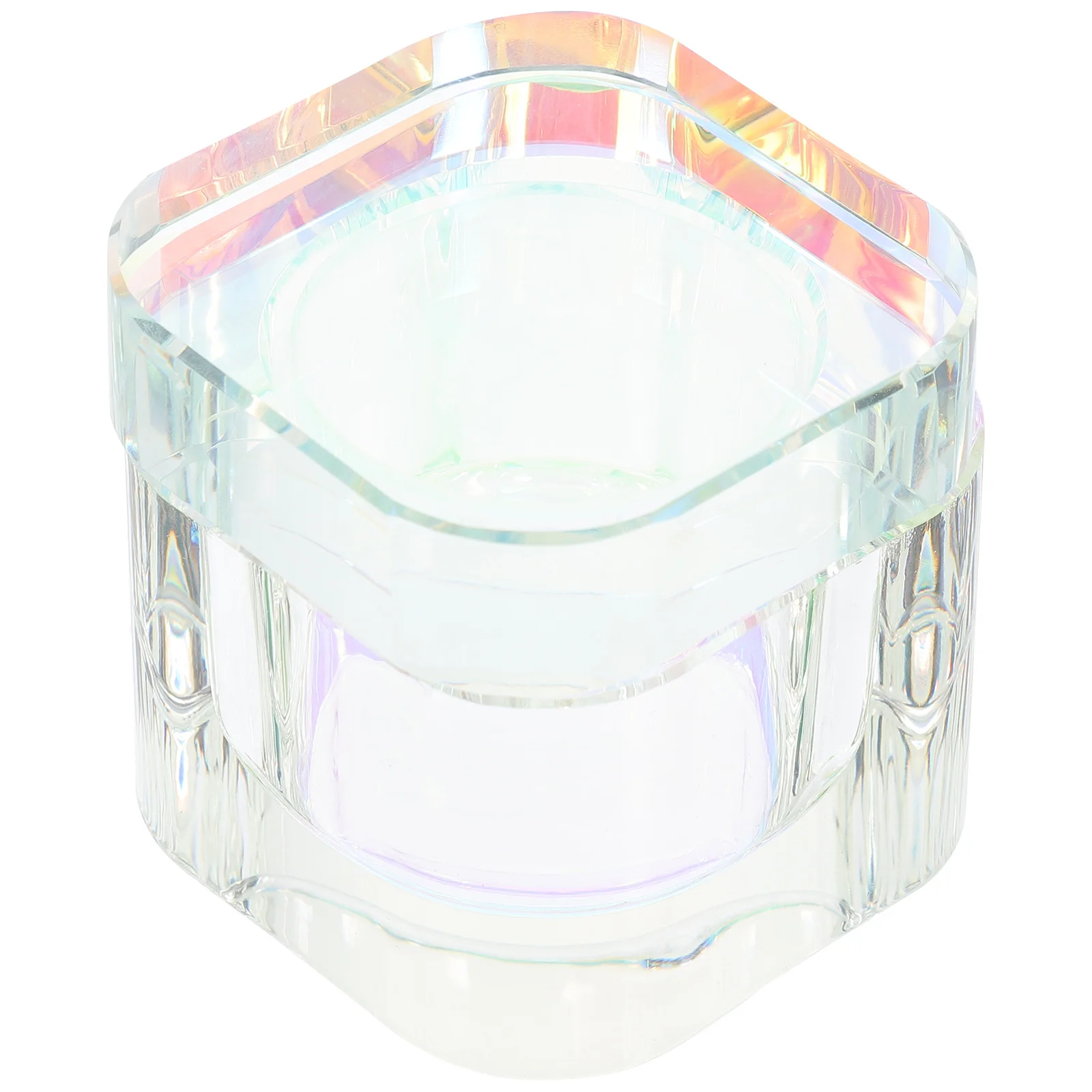 クリスタルガラスネイルディッシュカップ衝突防止マニキュアツールアクリルネイル用液体パウダーホルダー蓋付き