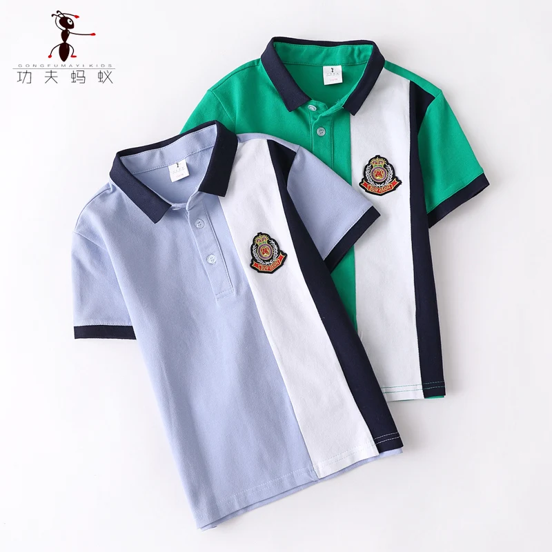 T Shirt Kids Clothes Turn-down Collar Baby Boy Summer Top Tshirt Color Stripes Vetement Enfant Fille Camisetas Fnaf