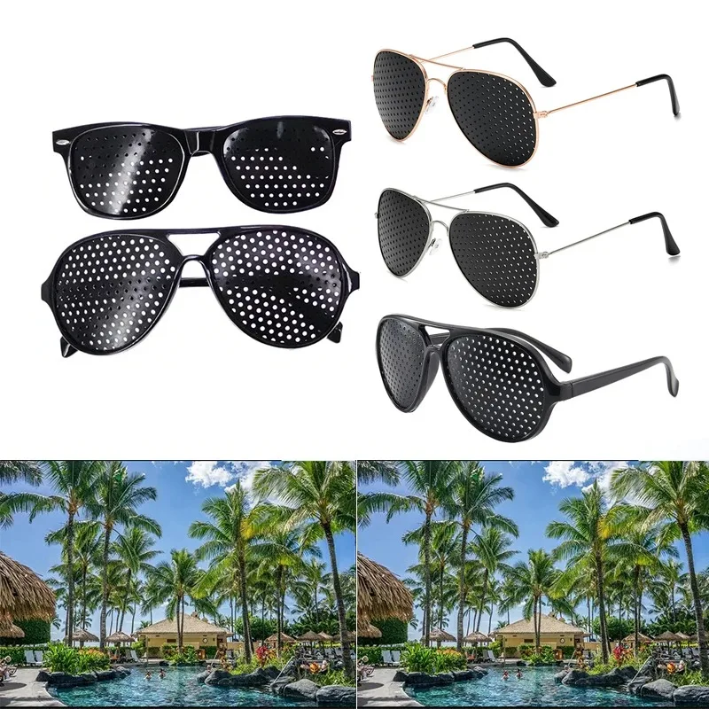 1/2PCS Anti Myopia Astigmatism Glasses With Holes Wearable Vision Correction Fatigue Pin Hole Glasses Eye Protection Improvement
