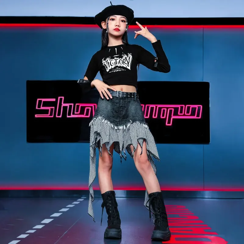 Костюм в стиле хип-хоп для девочек, костюмы для джазовых танцев, костюм для девочек от 8 до 14 лет, костюмы болельщиков