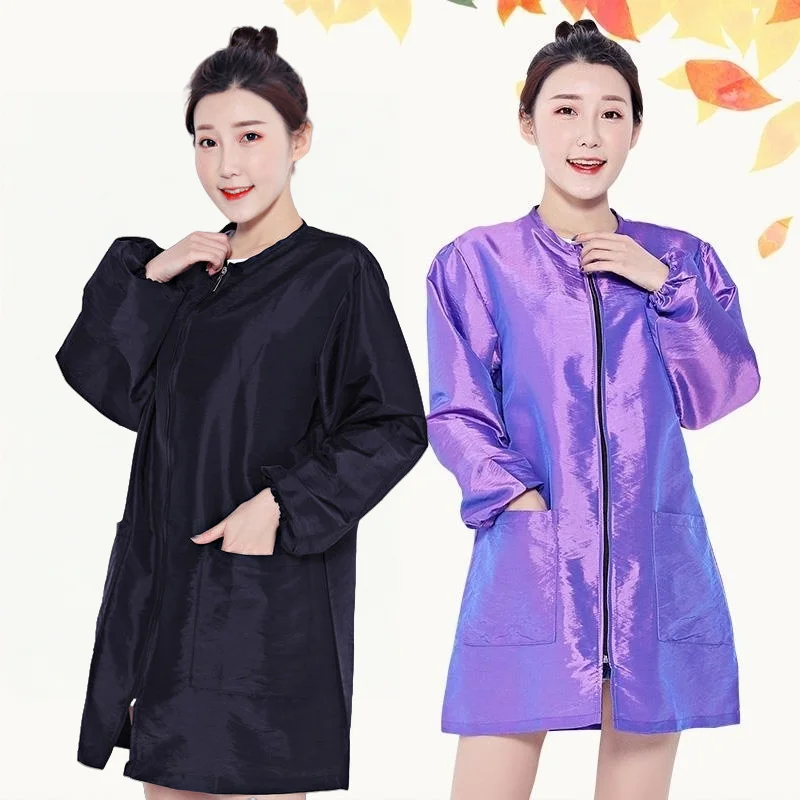 

Hair Salon Work Clothes Pet Grooming Uniforms Long Sleeve Beauty Salon Smock Barber Shop Hairdresser Robe Anti Hair Gown Y1206