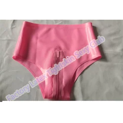 Latex Briefs Transparent Open buttom Sexy Fetish Panties Shorts Underwear Club Wear Without Zip for Women