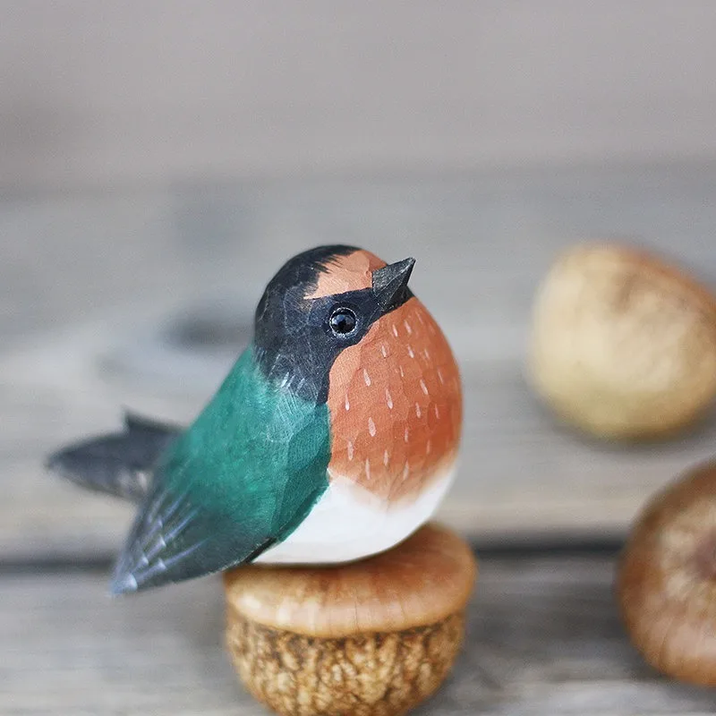 1 PC Wood Cute Swallow Handmade Natural Wooden Carving Ornament Animal Sculpture Artistic Home Decor Decoration Creative Present