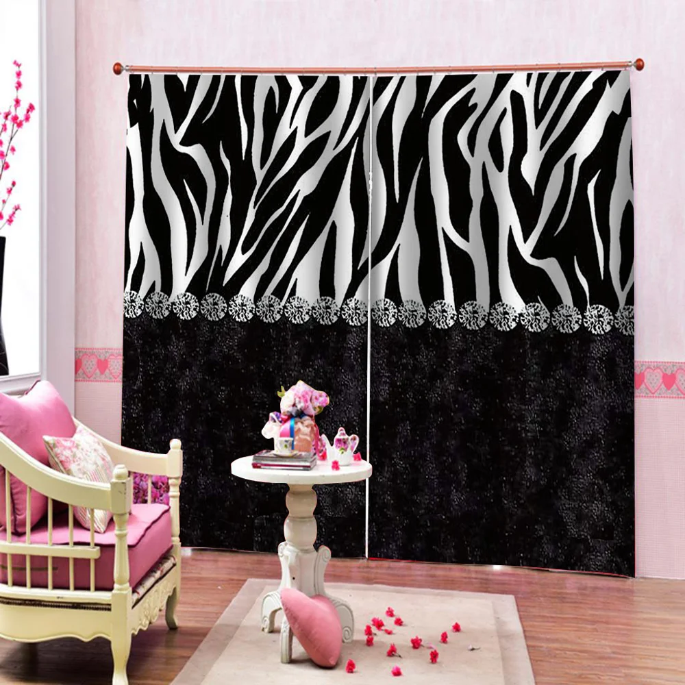 Luxury Blackout 3D Curtains For Living Room office Bedroom black and white curtains 3d curtain