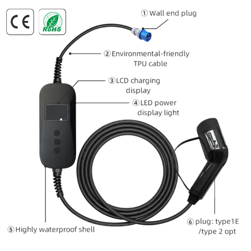 الوضع 2 نوع 2 شاحن سيارة سريع محطة شاحن سيارات كهربائية محمولة 3.5KW TUV CE EV شاحن كومة شحن الطاقة الجديدة #5