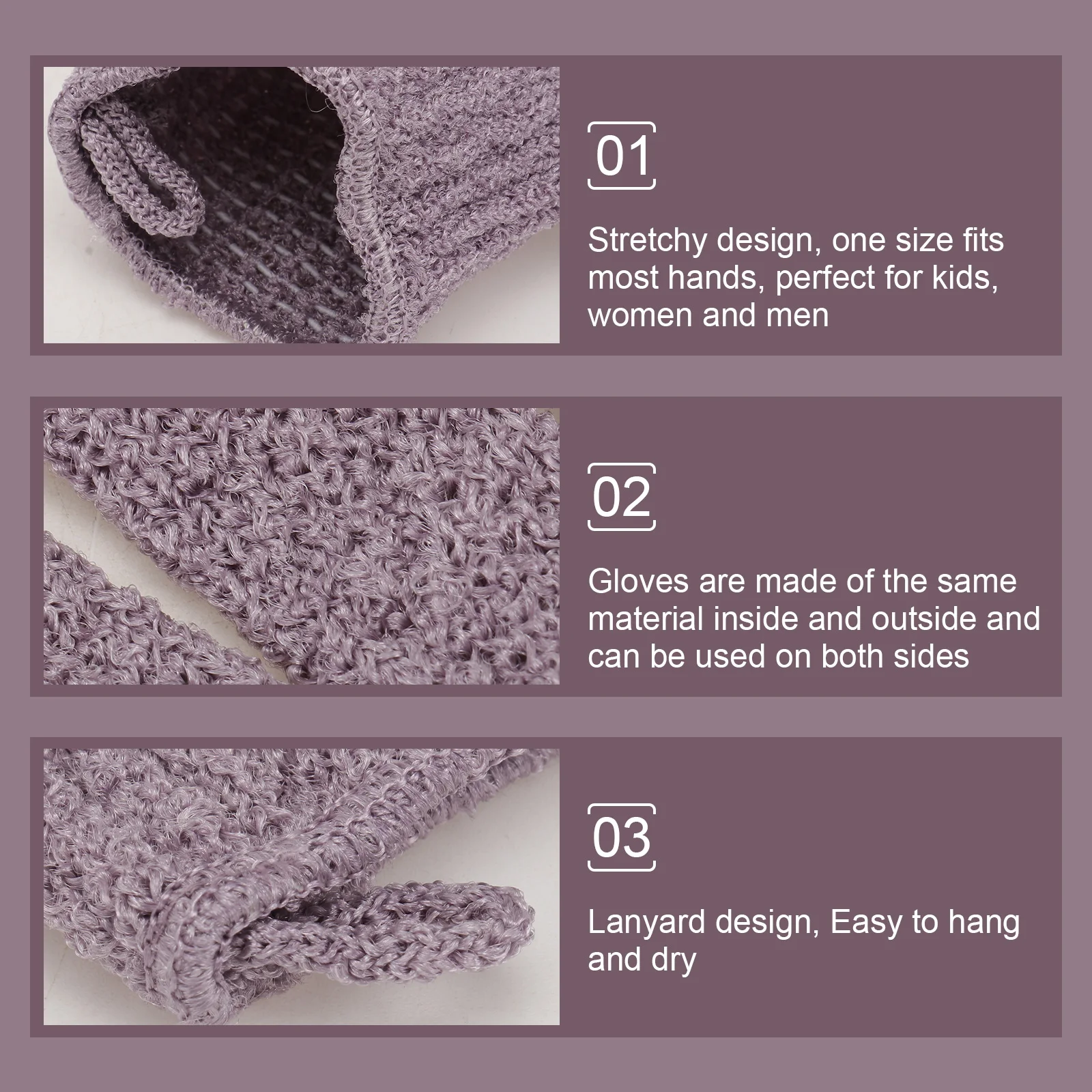 1 زوج خمسة أصابع دش التقشير قفاز المزدوج الوجهين سنفرة الجسم ميت للحمام ساونا متوافق سهلة التنظيف للجنسين #6