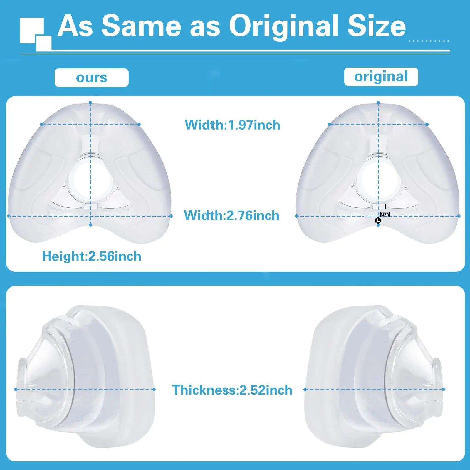 CPAP N20 Nasal Mask Silicone Pad Universal Replacement Suitable Non-invasive Sleep Respirator Nasal Mask Accessories