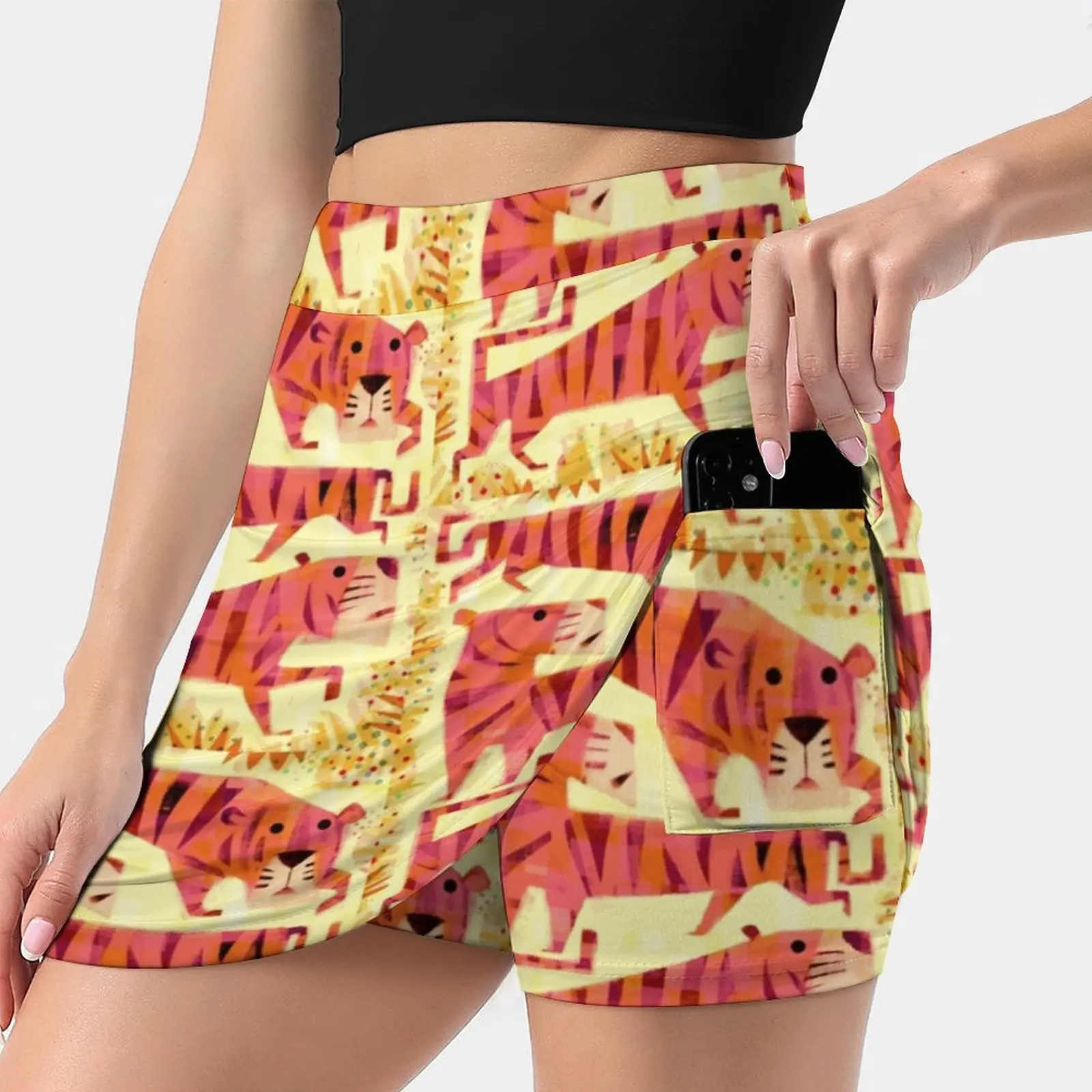 Tigers Fake Two-Piece Hakama Skirt Women Pencil Skirts Workout Sports Mini Skirt Gareth Lucas Digitalart Fashion Tshirtshop