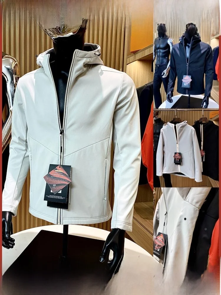 

Outdoor Men's Fce-Lined Soft ell Jaet Breathable Underarm Hole Autumn Winter High-End Waterproof Windproof Coat