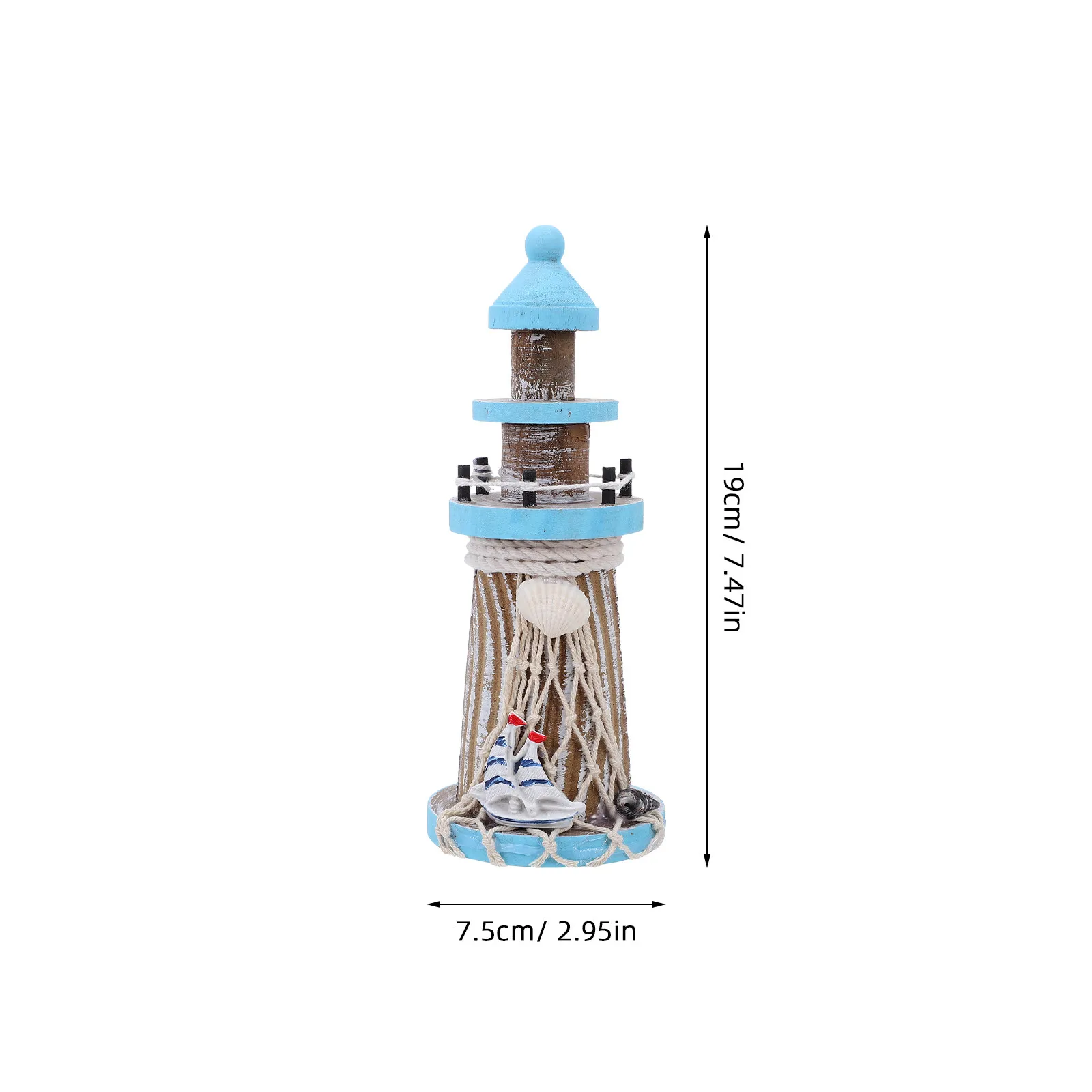 19Cm Stable Wooden Mediterranean Lighthouse Decor Nautical Themed Room Beach Office Desk Ocean Inspired Centerpiece Decor