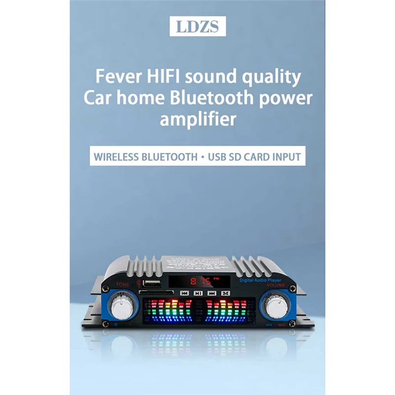 LDZS 12V Amplifier Kecil Mini Daya Tinggi Audio Hifi Demam untuk Amplifier Bluetooth Mobil Rumah (Termasuk Adaptor) Steker UE Tahan Lama