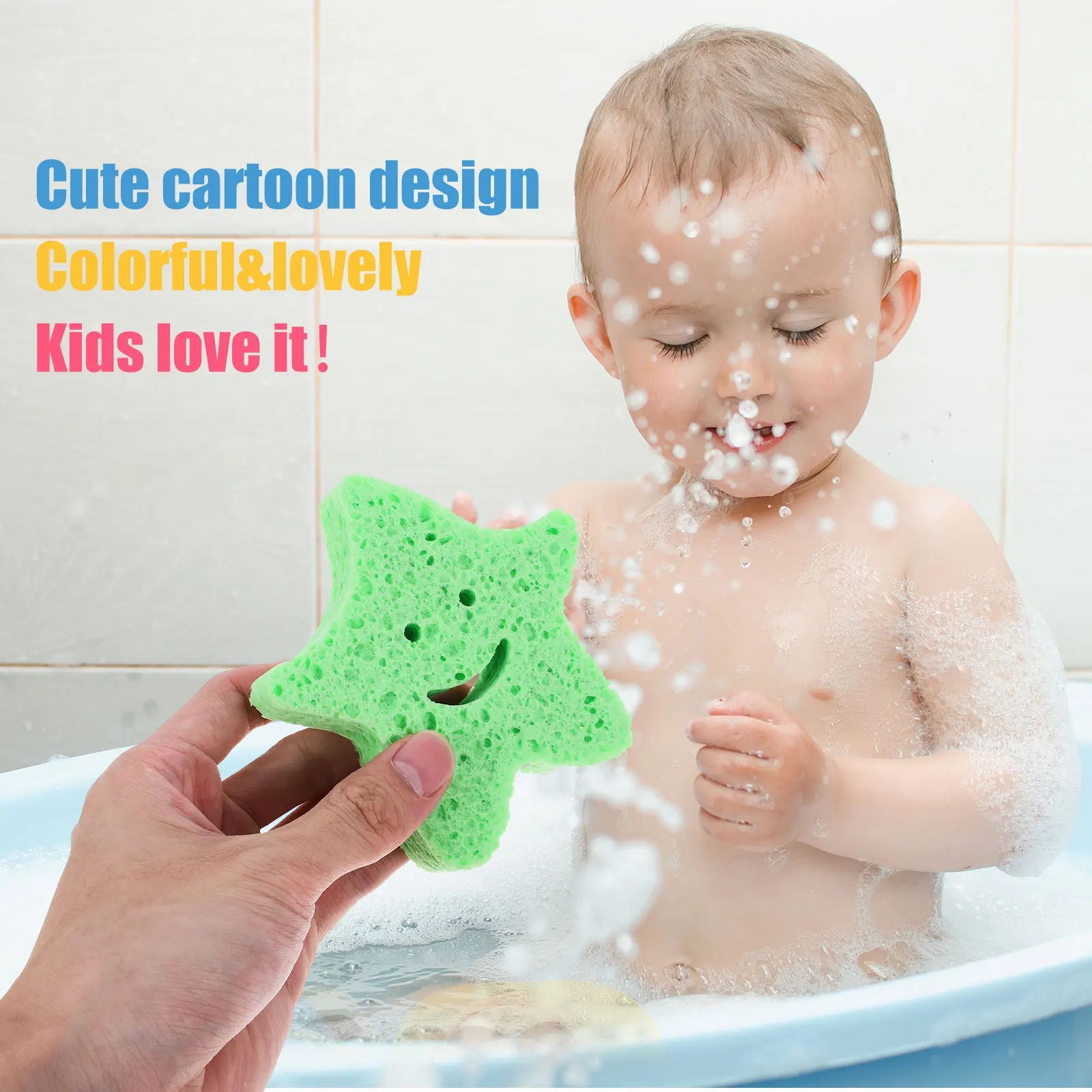 

6pcs Shaped Body Scrubber Sponges Soft Cleaning Bathing Sponge for Kids Shower Comfortable Baby Use
