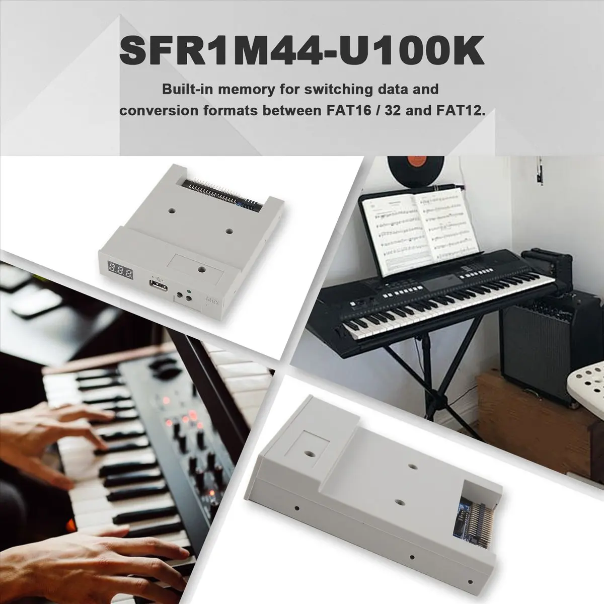 Image of A49T Version SFR1M44-U100K USB-Emulator Grau 3,5 Zoll 1,44 MB USB-SSD-Diskettenlaufwerk-Emulator für elektronische Tastaturen