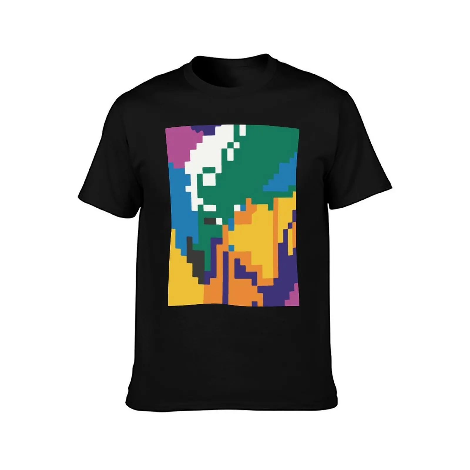 Pixelated Terrain of Vivid Hues T-Shirt, Summer Casual Cotton Tee, Oversized Streetwear Tops, Vintage Graphic Print, 100% Cotton
