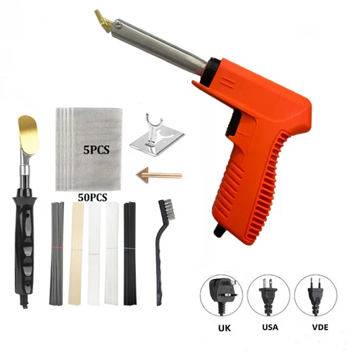 Grapadora caliente de 100W, máquina de soldadura de plástico, 2 en 1 soldador de parachoques de plástico, herramientas de garaje, Kit de reparación de parachoques de coche, pistola soldadora de PVC