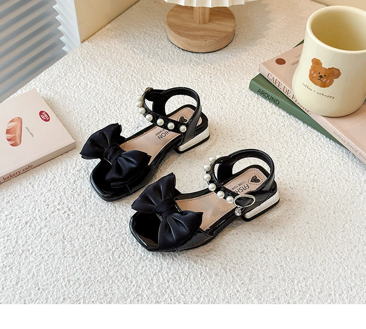 Mädchen Sandalen Süße Elegante Kinder Kleid Schuhe Tanz Hochzeit Rutschfeste 2025, Sommer Neue Mädchen Prinzessin Sandalen Große Bögen Ins Trendy – Detail 9