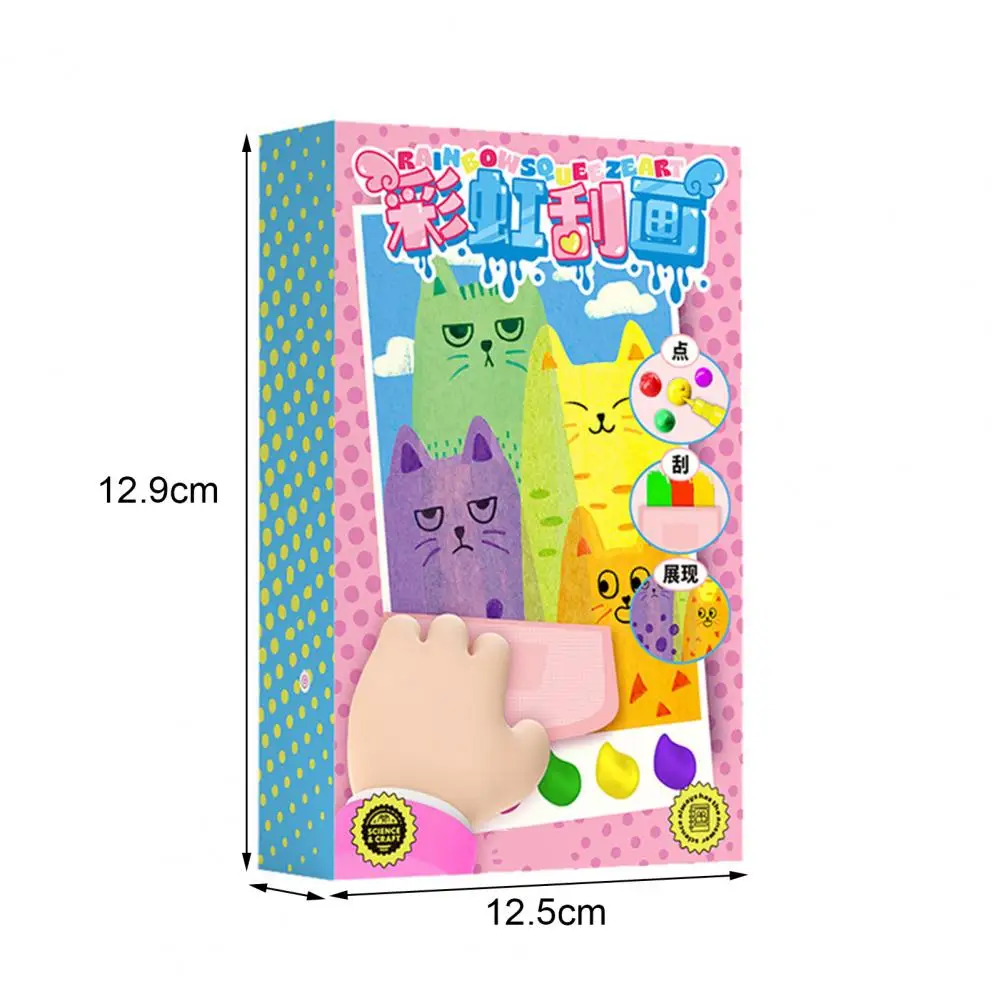 1 Set DIY Rainbow Scratch Painting Kit with Paints Pens Scraper Sticker Educational Rainbow Scratch Art Paper Toy Gift