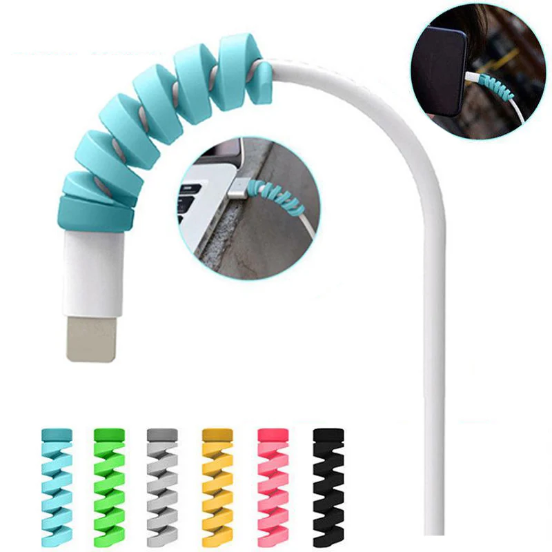 3pcs Silicone Cable Protector Bobbin Winder Wire Cord Organizer Cover for Apple iphone USB Charger Cable Cord