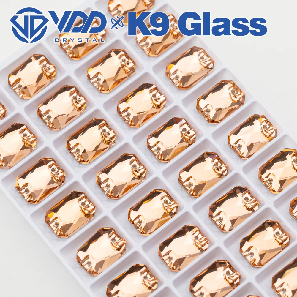 VDD Großhandel Smaragdschliff Hochwertige K9-Glas-Applikations-Strasssteine, Kristall-Flachrück-Applikationssteine zum Nähen für Bekleidungsdekorationen – Detail 14