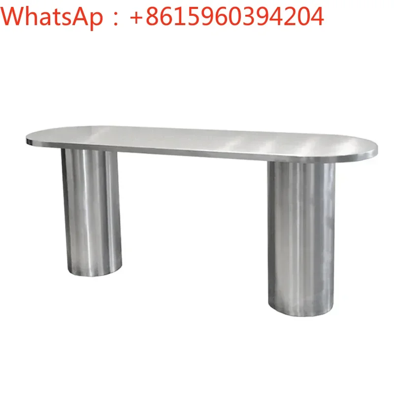 Simple dining table stainless steel brushed arc desk conference table light extravagant semicircular negotiation table