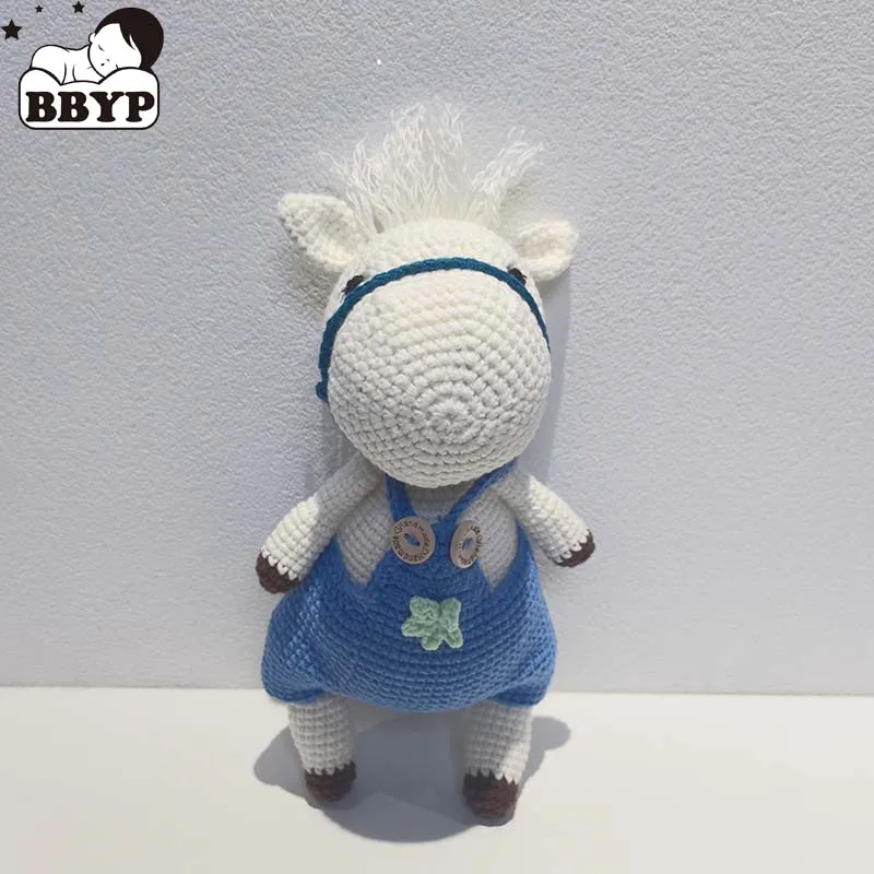 

Baby Crochet Stuffed Horse Toys Soft Cotton Knitted Plush Horse Doll Mini kawaii Cuddle Doll for Newborn Early Educational Toy