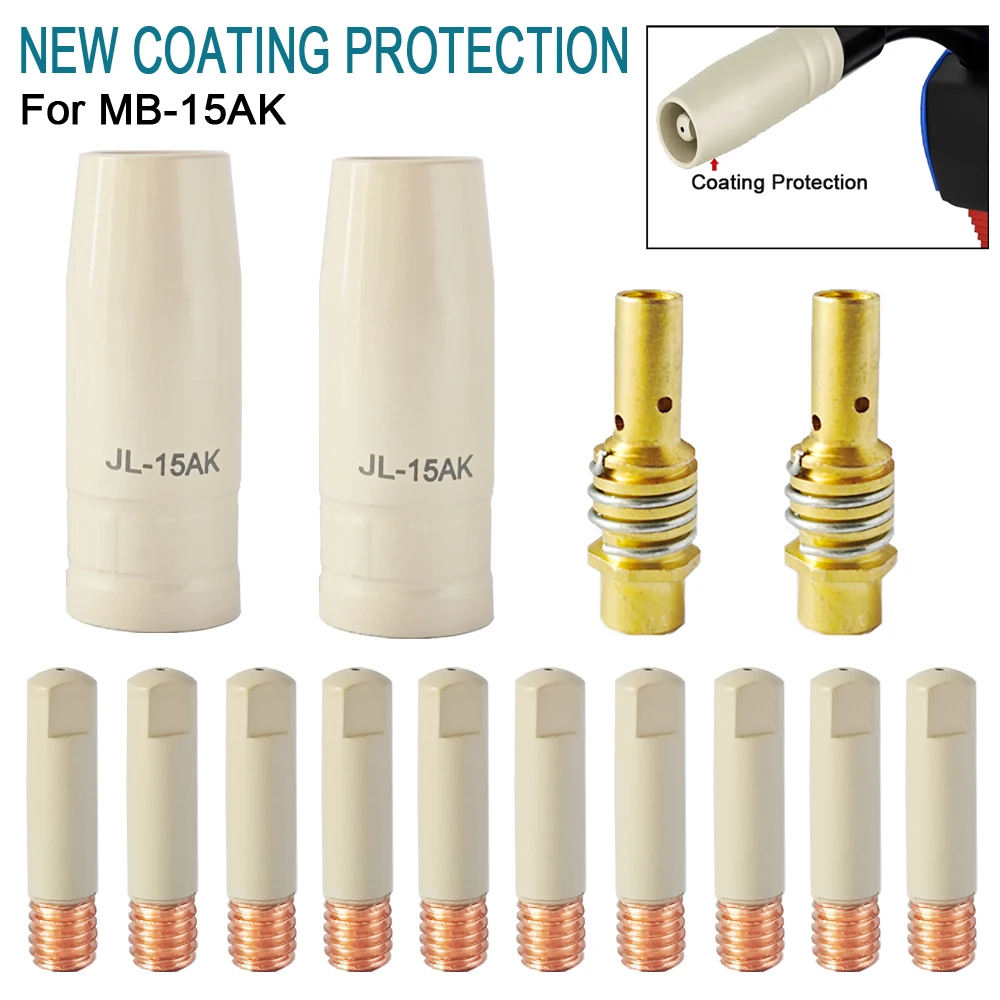 14Pcs 15AK New Coating Protection Nozzle 0.8/1.0/1.2MM Non-stick Welding Slag European Airless Gas Protection Protective Sleeve