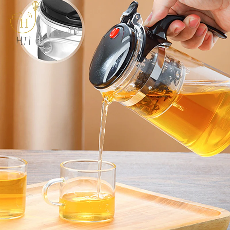One-button Filtering Tea Separation Teapot With Infuser Thickened Glass Heated Resistant Tea Pot Kettle Tea Coffee Maker