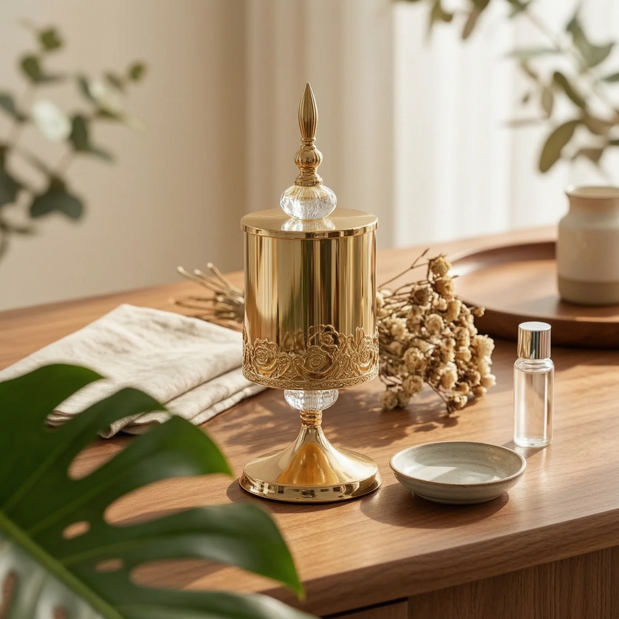 

Crystal Glass Candy Jar Luxury Look Glass Candy Jar with Lid Home Decor Ornate Design Easy to Clean for Gift
