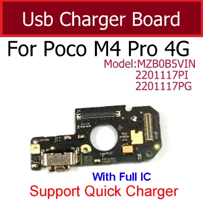 

Original USB Dock Charger Board For Xiaomi POCO M4 Pro 4G USB Charging Connector Port with Microphone Flex Cable Spare Parts