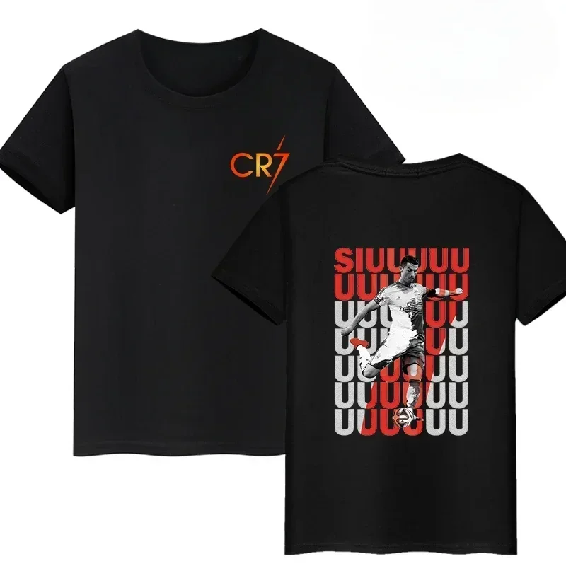 Summer Football Star Cr7 Cotton Children T-shirt Brand Sport Double Sided Print Casual Kid Clothes Short Sleeve Top Boy Girl Tee