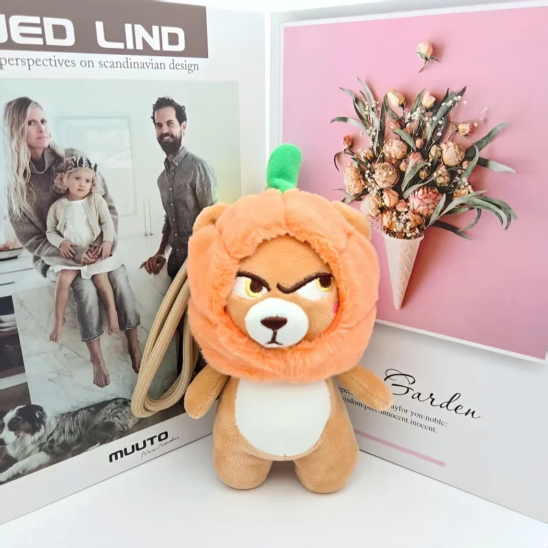 Kürbis-Kapuze, wütender Bär, Plüsch-Schlüsselanhänger, Taschenanhänger, lustiger Rucksack-Zubehör für Frauen, Mädchen, Jungen, Geschenk für Halloween-Dekoration