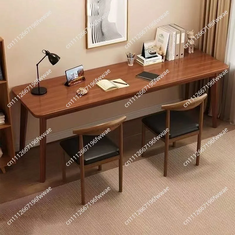 Long Table Against The Wall Narrow Table Rectangle Office Desk Household Solid Wood Leg Workbench