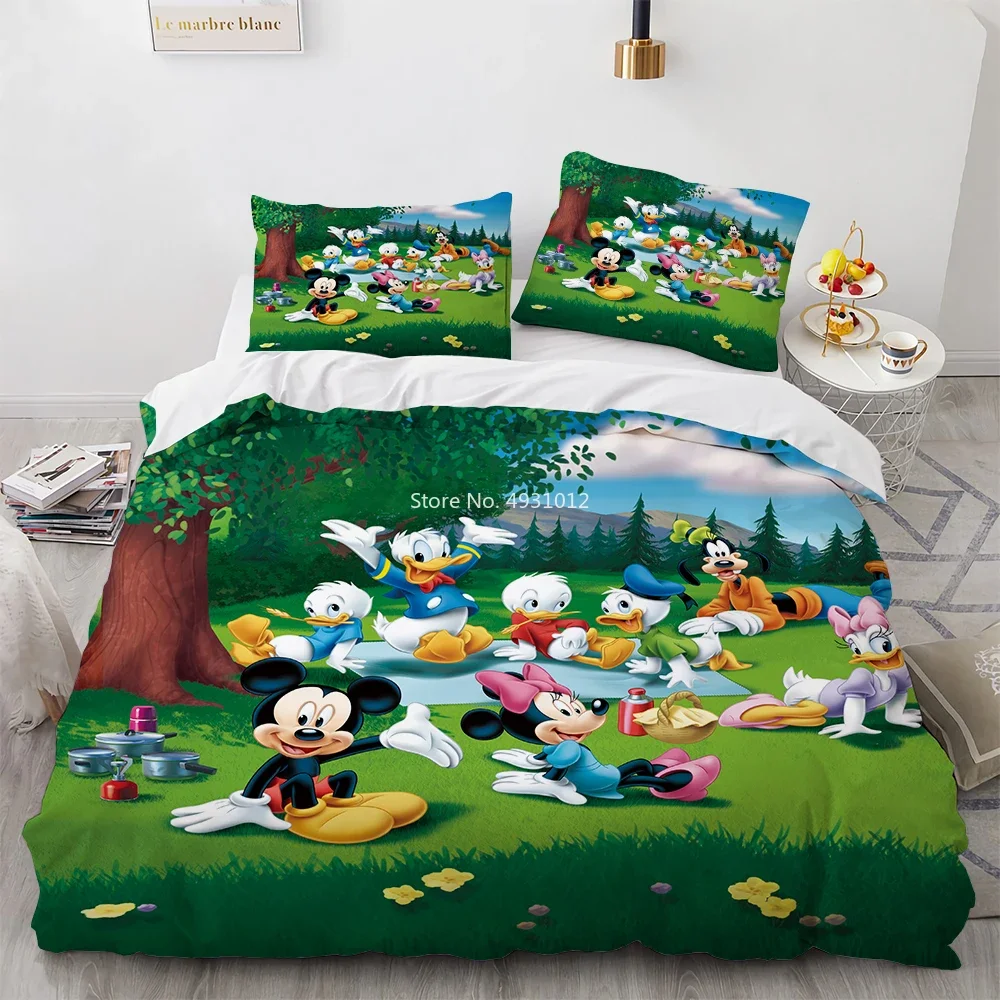 Cartoon Mickey Minnie Mouse 3D Duvet Cover Set Twin Bedroom Decor for Children Kids Boy Girl Queen King Size Bedding Set