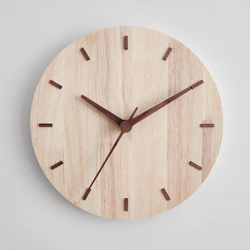 Nordic European Style Wooden Wall Clock Modern Design Nordic Minimalis Wood Mute Wall Clock Living Room Kitchen Home Decoration