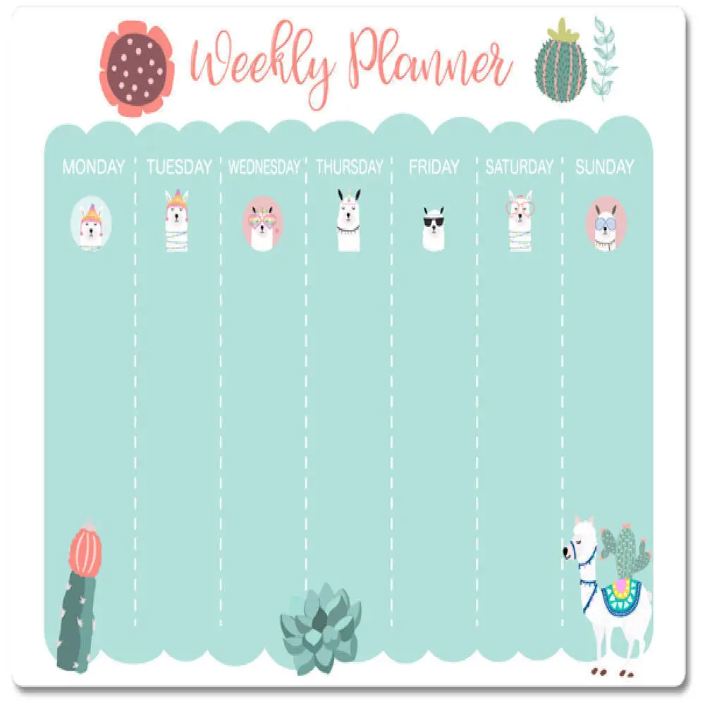 Fridge Magnet Sticker Calendar Board Weekly Planner Reusable Magnetic Dry Erase Board Schedule Fridge Message Menu Drawing Board