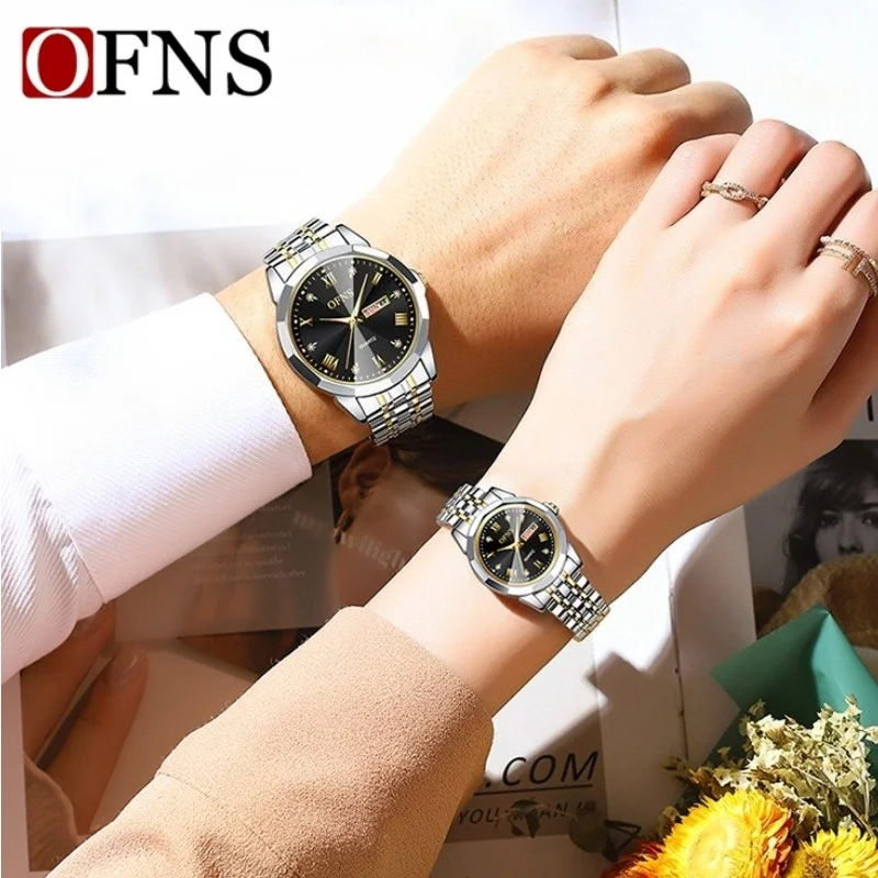 montres-couple-set-double-calendrier-etanches-quartz-bracelet-acier-alliage-affaires-aiguilles-lumineuses-cadeau-saint-valentin