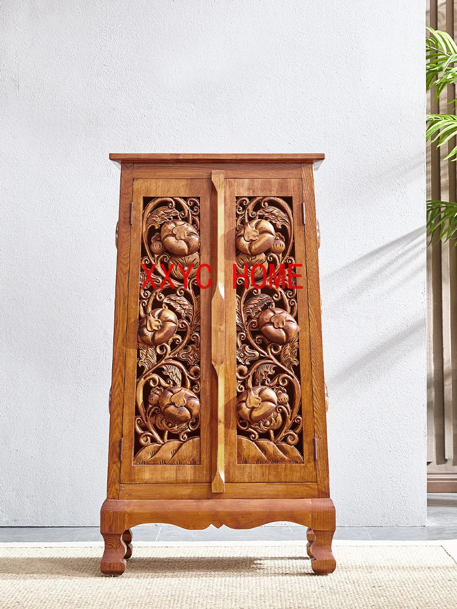 

Wood Carved Cabinet Carved Living Room Wall Entrance Cabinet Locker