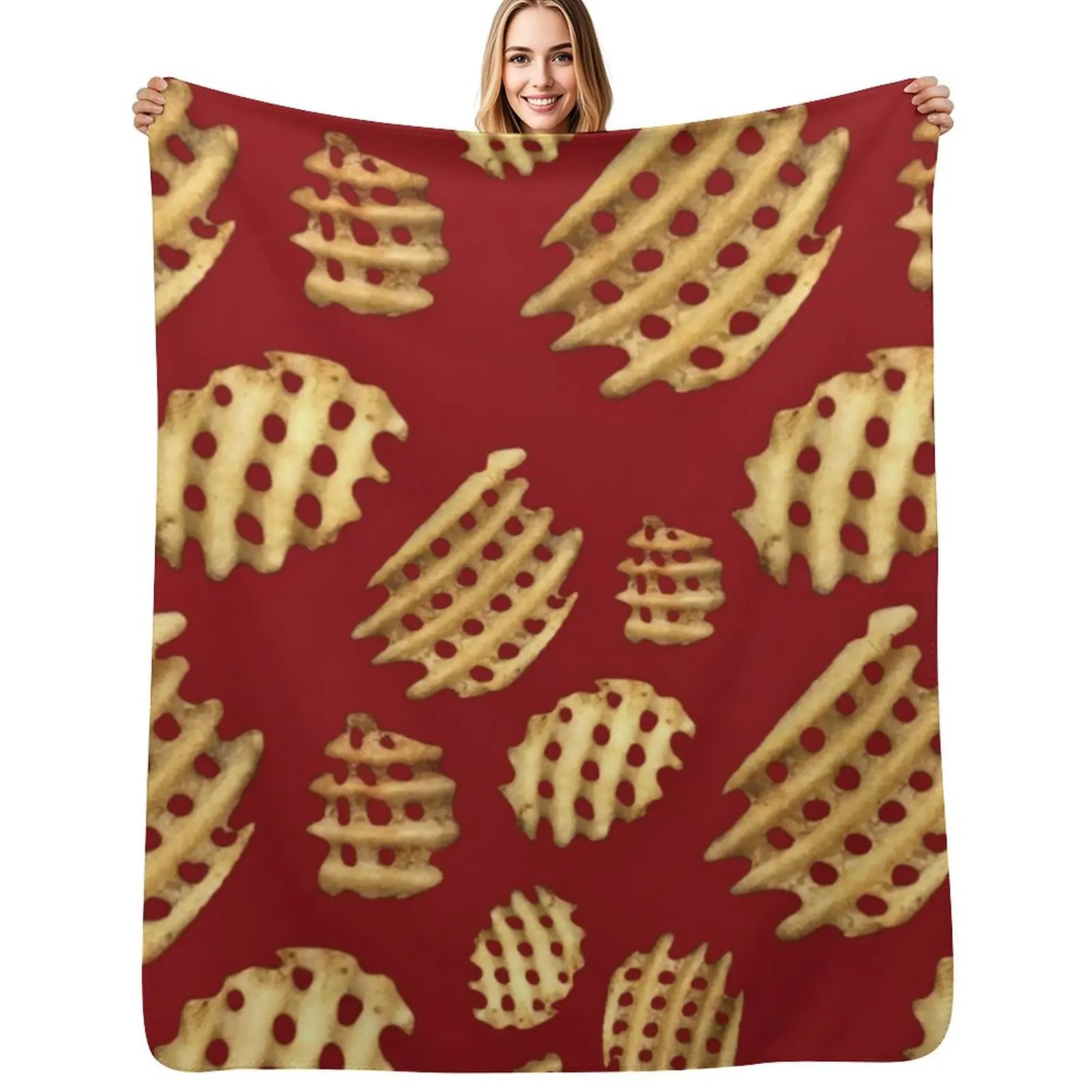 Crunchy Waffle Fries Throw Blanket Retros funny gift Beach anime Extra Large Throw Blankets