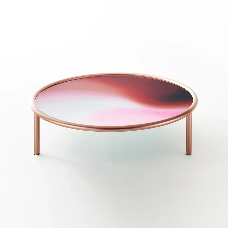 Color gradual change mirror glass coffee table