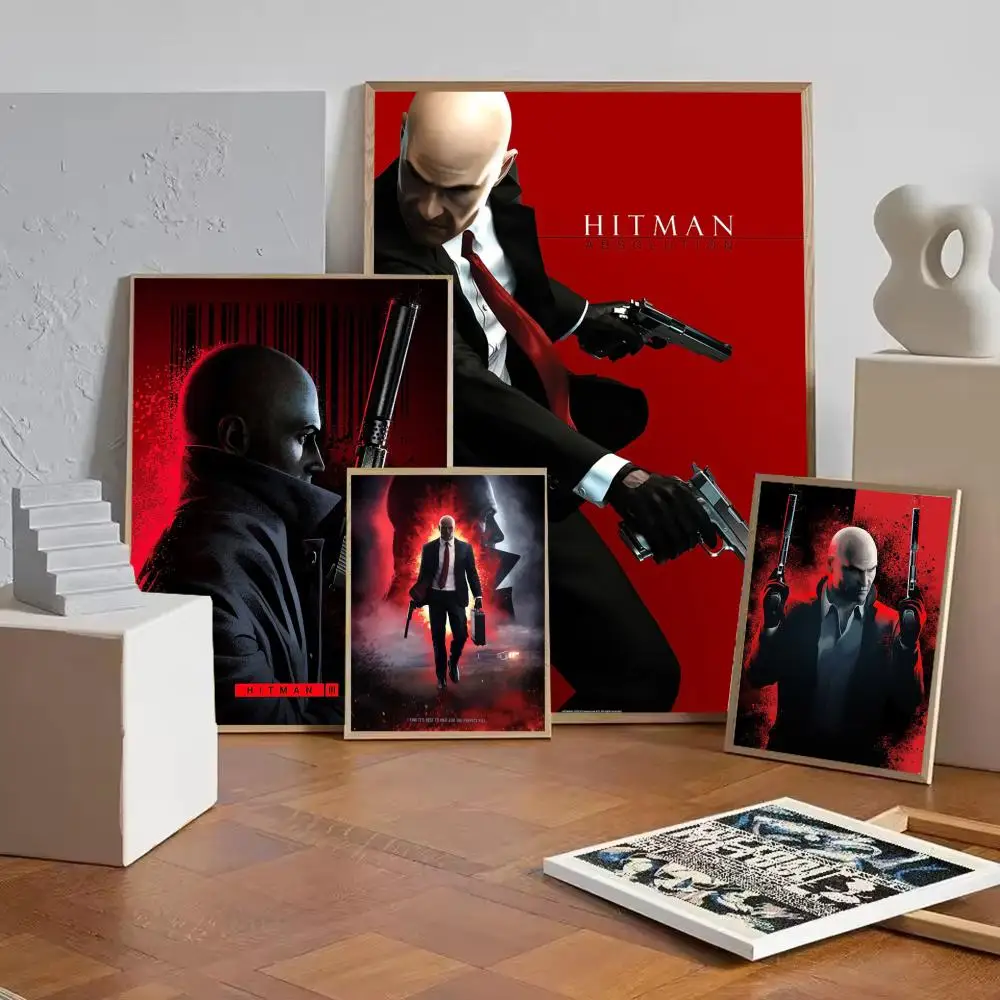 Classic Game H-Hitman Agent 47 Poster Decorative Wall Art Stickers Mural Photo Print for Home Living Room Hallway Decor