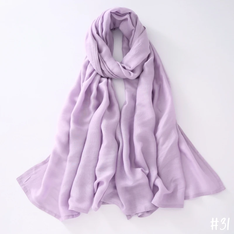 32 farben Modal Polyester Hijab Schal Zwei Linie Nähte Muslimischen Lange Schals Leichte, Weiche Turban Schal Solide Schals – Detail 16