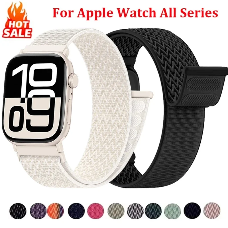 Nylon Loop Strap for Apple Watch Bands 46mm 42mm 44mm 40mm 41 45mm Patterned Bracelet Correa iwatch 11 10 SE 9 8 7 Ultra3 2 49mm
