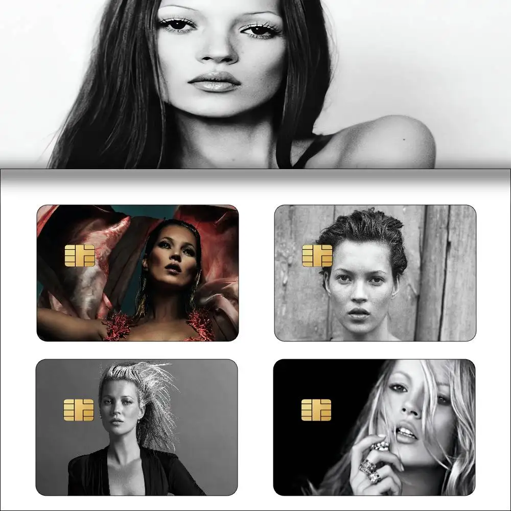 Model Kate Moss 1 Set Of 4 Pcs Sticker Film Skin Cover Case For Small Large No Chip Debit Credit Card Front Side