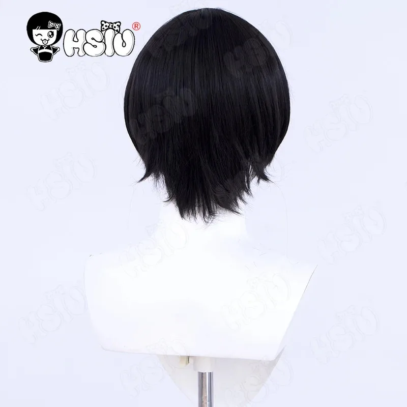 Fuuko Izumo 코스프레 가발 애니메이션 Undeadunluck 코스프레 가발 HSIU 30cm 검은 짧은 머리 합성 가발 + 가발 모자
