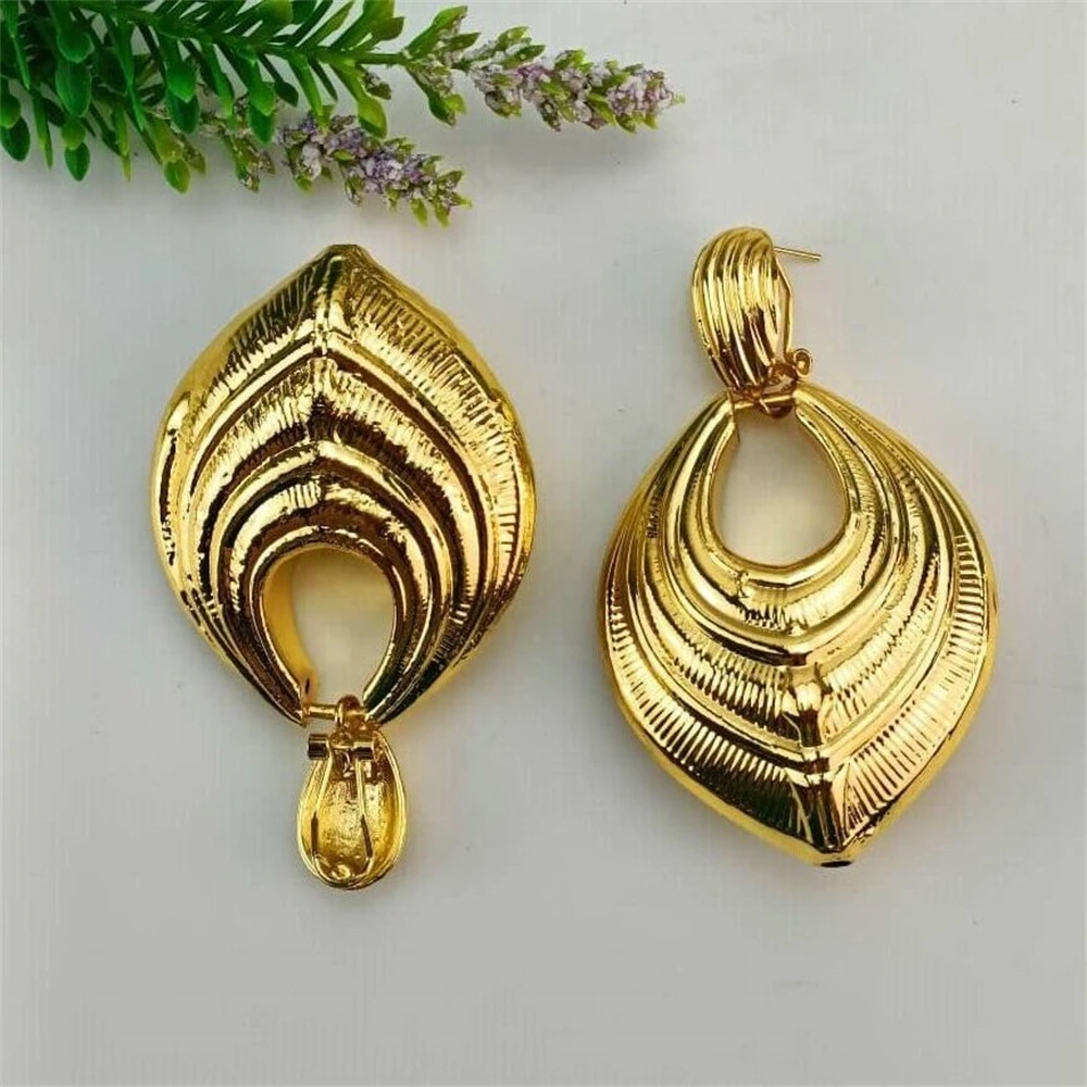 American African Nigeria Fashion Big Drop Earrings Exquisite Copper Large Style For Woman Daily Jewelry Gifts FHK16999