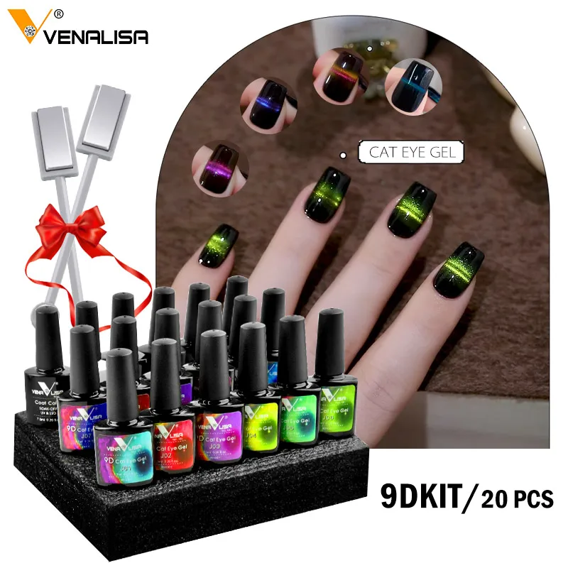 

New Nail Art Design Manicure Venalisa 7.5ml Soak Off Enamel 9d Cat Eyes Magnetic Gel Polish UV Gel Nail Polish Lacquer Varnish