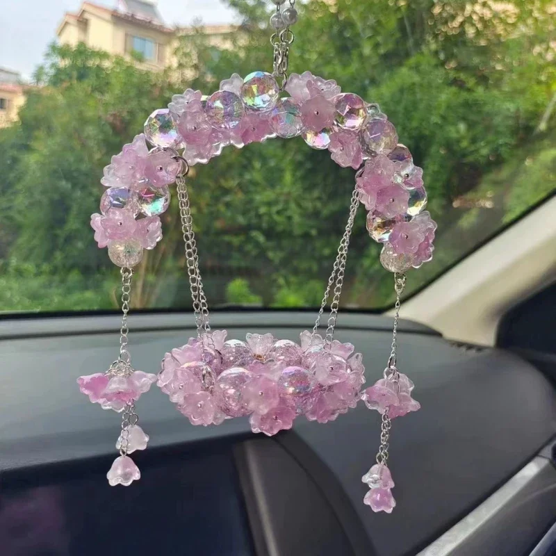 

Car Hangings with Diamond Dolls Fashion Crystal Rearview Mirror Decor Gift Car Decor Baby Decor，2024