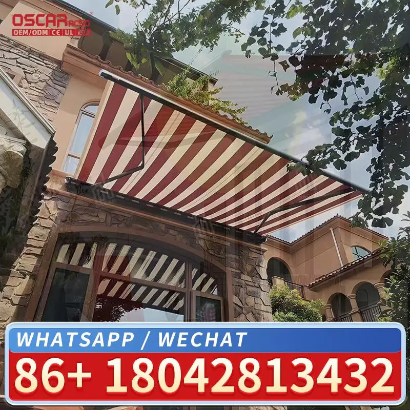 3x2 4x3 Europe Patio Full Cassette Motorized Folding Arm  Smart Weather Sensor Deck Backyard Cafe Use Durable Rainproof Outdoor