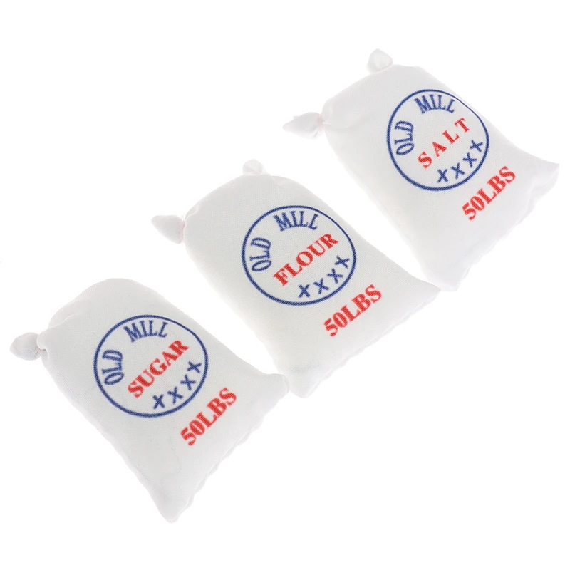 Nette Kreative 1:12 Puppenhaus Miniatur Mini Mehl Salz Zucker Tuch Tasche küche Lebensmittel Miniatur Zubehör Kinder Spielzeug 26*42mm