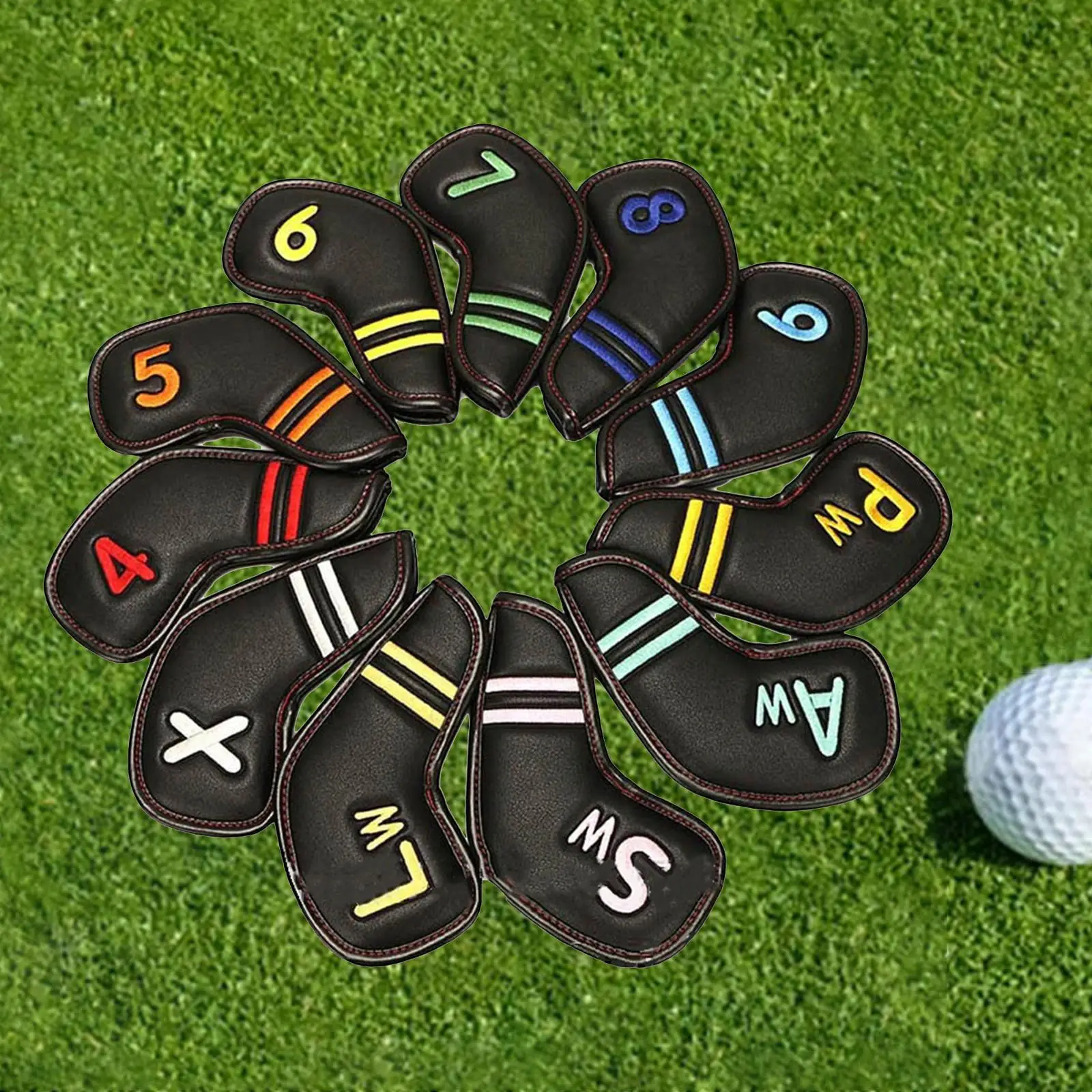 

11x Golf Iron Headcover Anti-Slip PU Head Cover Protector W/ No.Tag Golfer